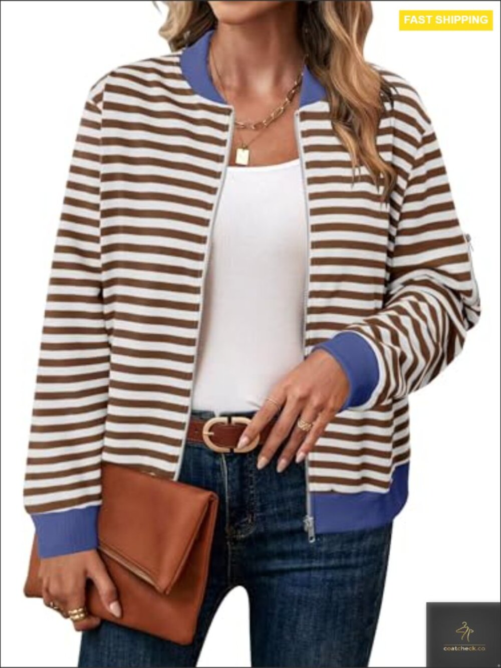 Women Windproof Zip Up Jacket Lightweight Long Sleeve Casual Coat with Pockets - Picture 5 of 7